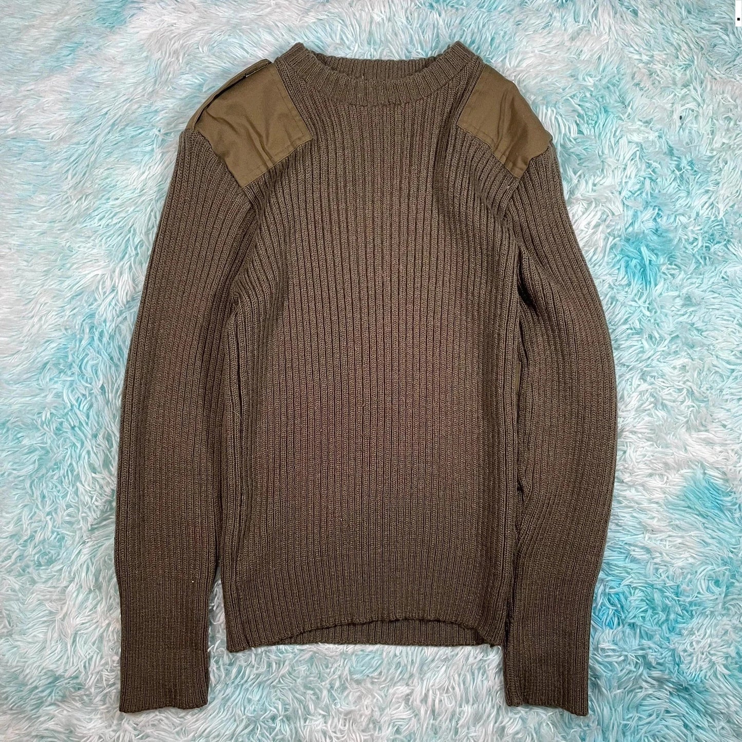 Vintage Khaki Military Army Knitted Jumper - Small