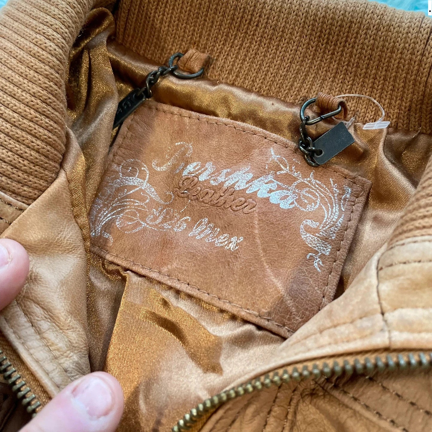 Vintage Brown Fitted Leather Jacket - Small