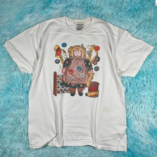 Vintage 90s White Ragdoll Graphic T Shirt - XL