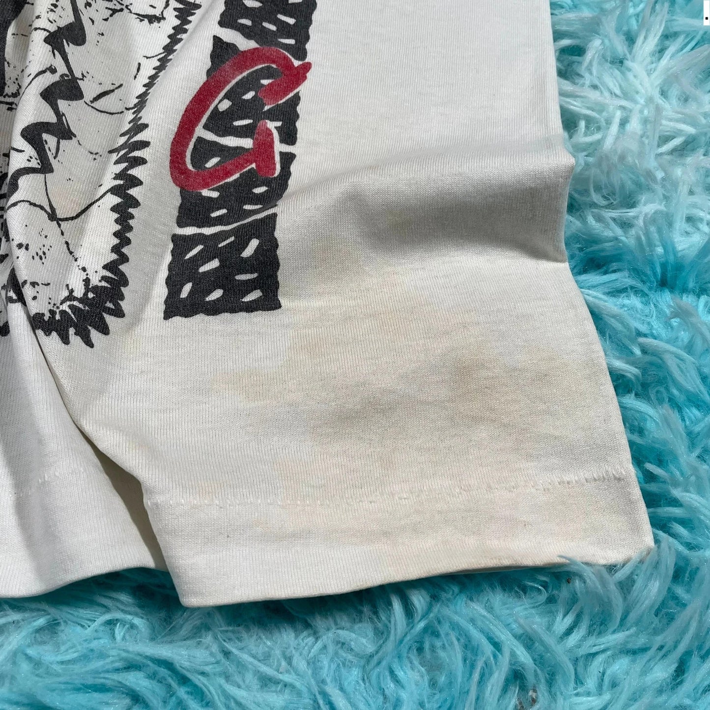 Vintage 90s White Aztec Graphic Print T Shirt - Xl