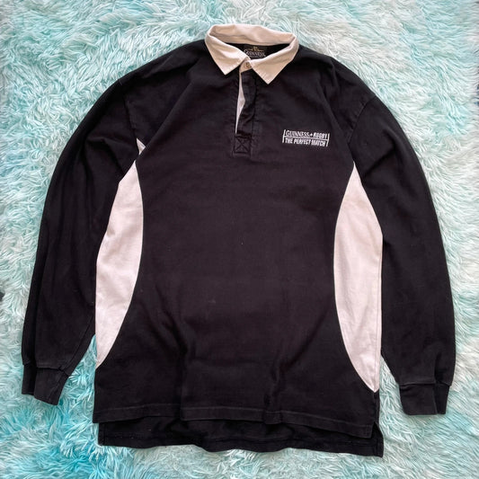 Vintage 90s Black Guinness Rugby Shirt - XL