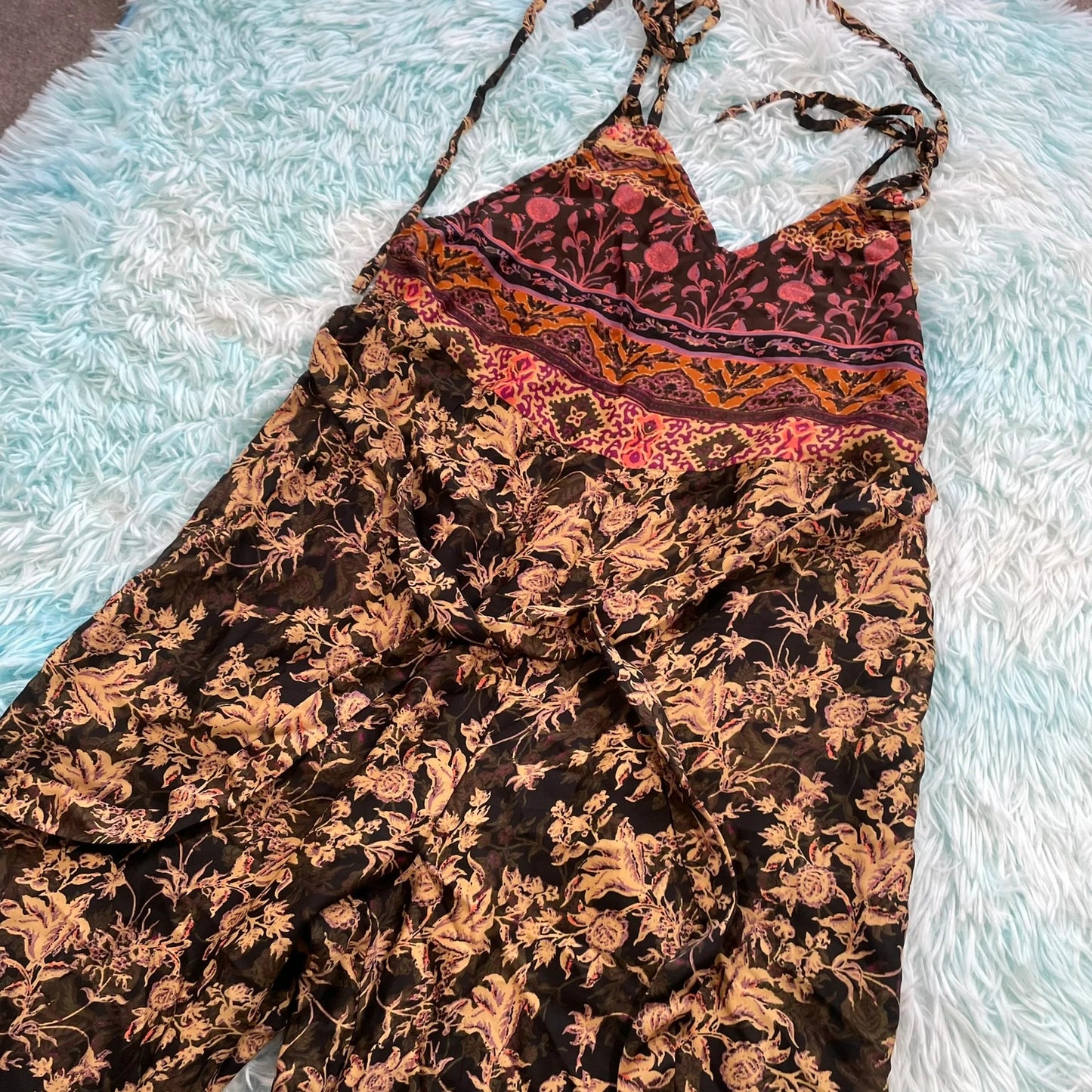 Patterned Free People Slitted Jumpsuit - Small