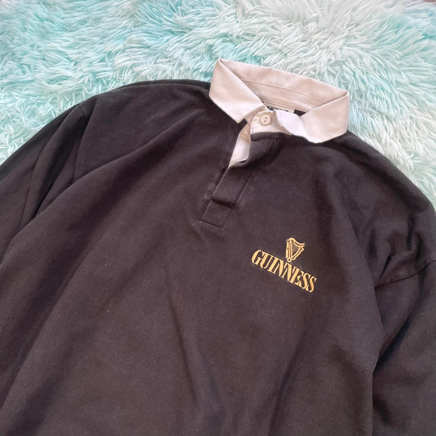 Vintage 90s Black Guinness Rugby Shirt - XL