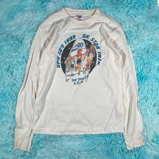 Vintage 90s 1995 Star Trek 5k Race Graphic T Shirt Long Sleeve - Small