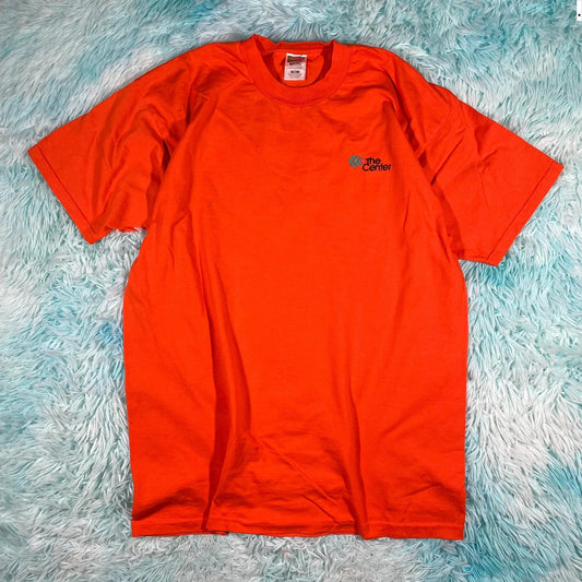 Vintage 90s Orange The Centre Company Graphic T Shirt - XL