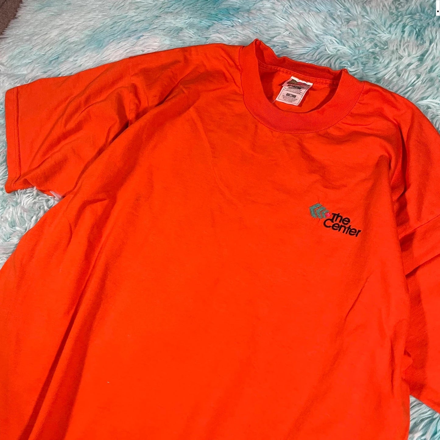 Vintage 90s Orange The Centre Company Graphic T Shirt - XL