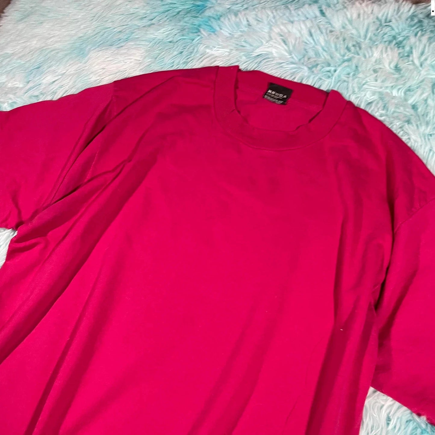 Vintage 90s Pink Screen Stars Blank T Shirt - XL