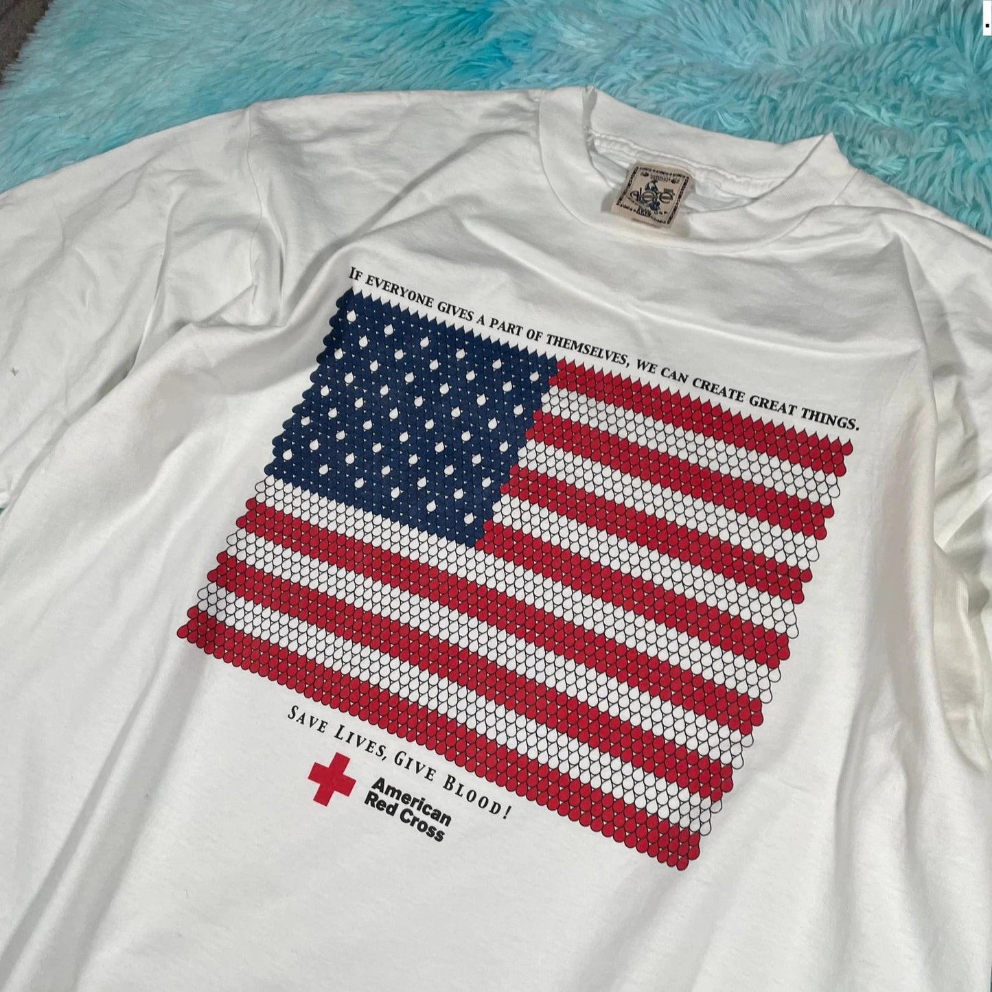 Vintage 90s White USA Red Cross T Shirt - XXL
