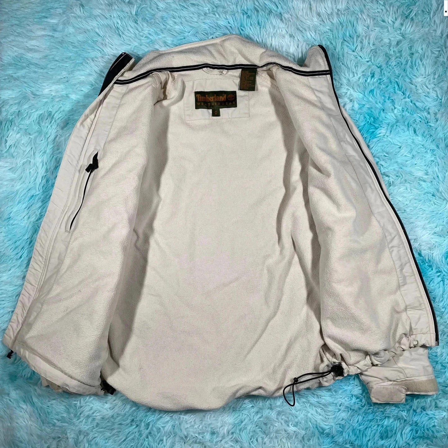 Vintage Cream Timberland Fleeced Windbreaker Jacket - Medium