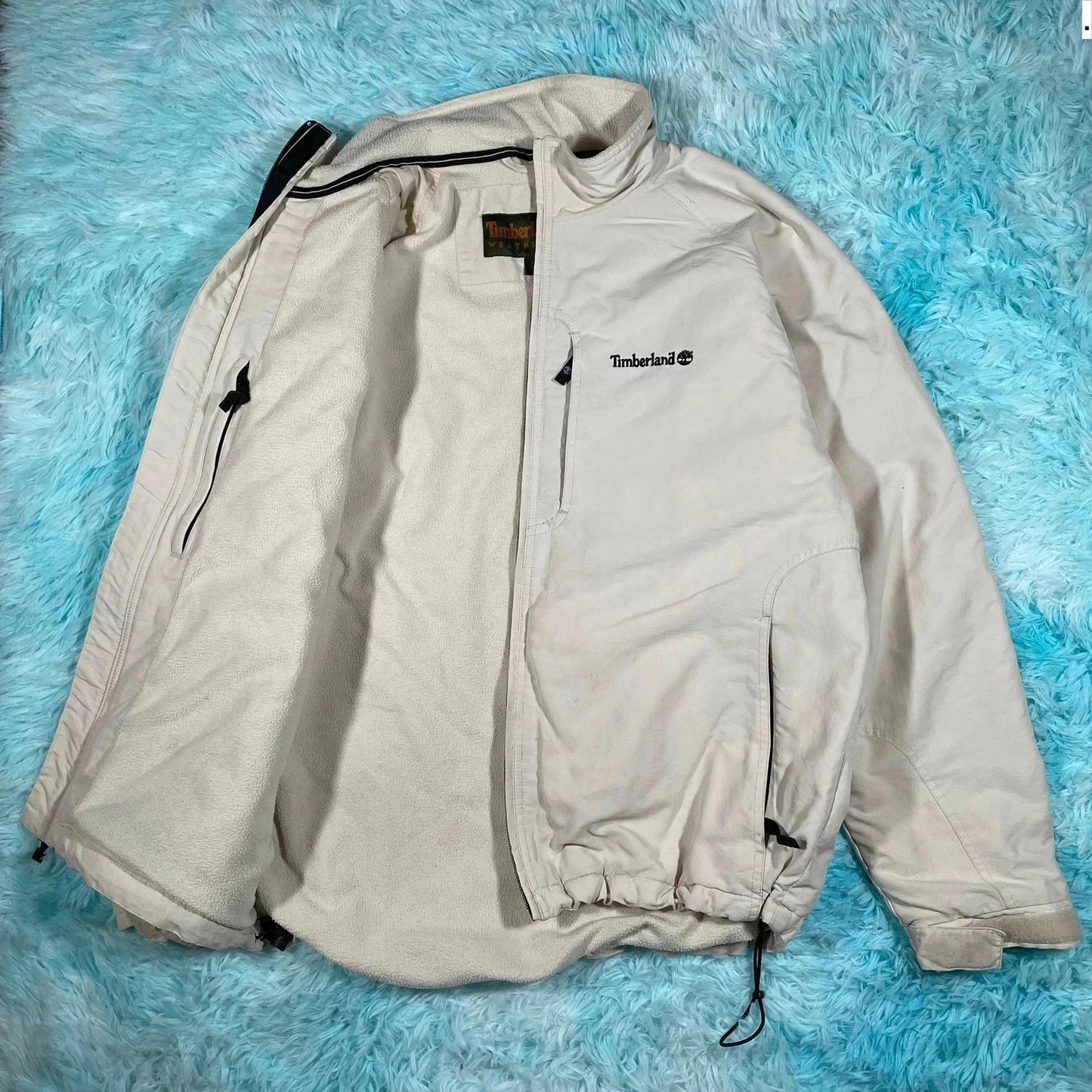 Vintage Cream Timberland Fleeced Windbreaker Jacket - Medium