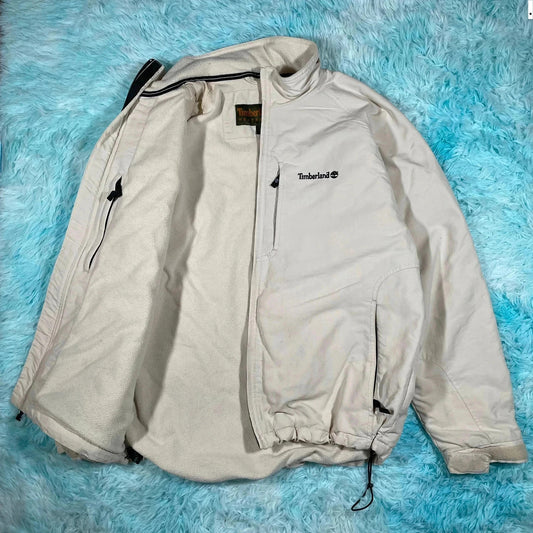 Vintage Cream Timberland Fleeced Windbreaker Jacket - Medium