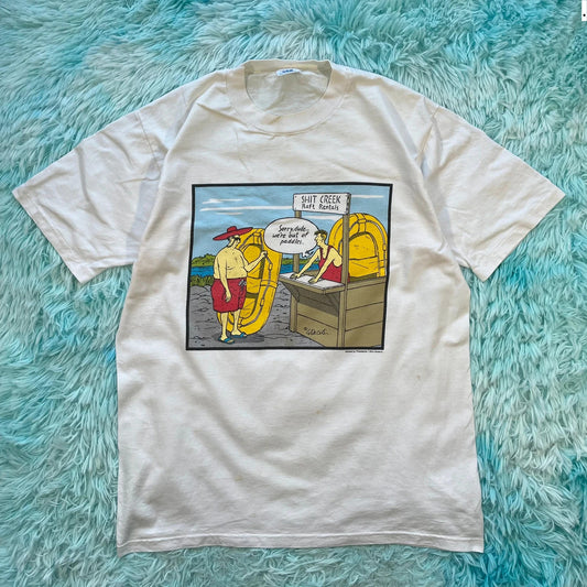 Vintage 90s White Comedy Graphic T Shirt - L
