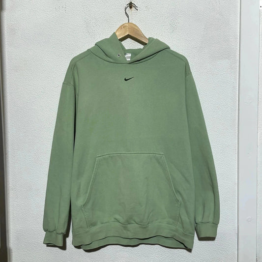 Vintage 90s Mint Green Nike Centre Swoosh Hoodie - Large