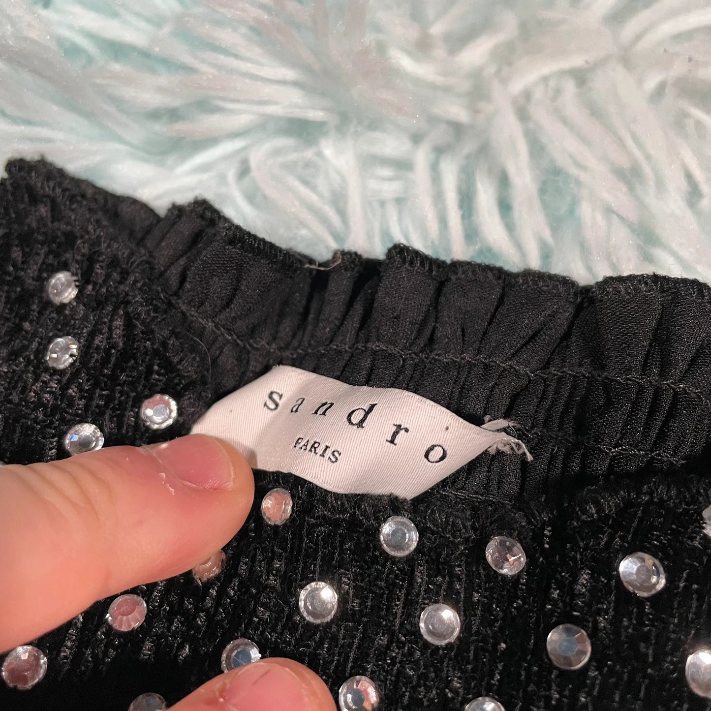 Black Sandro Paris Mini Dress Sequin Embellished - EU34