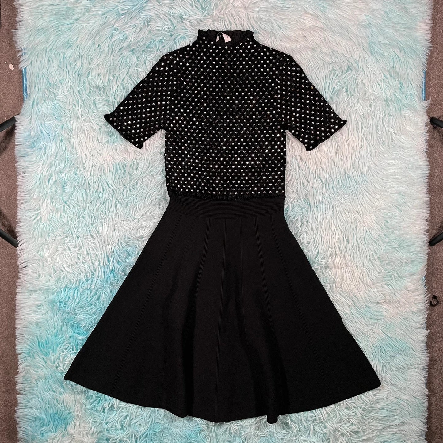 Black Sandro Paris Mini Dress Sequin Embellished - EU34