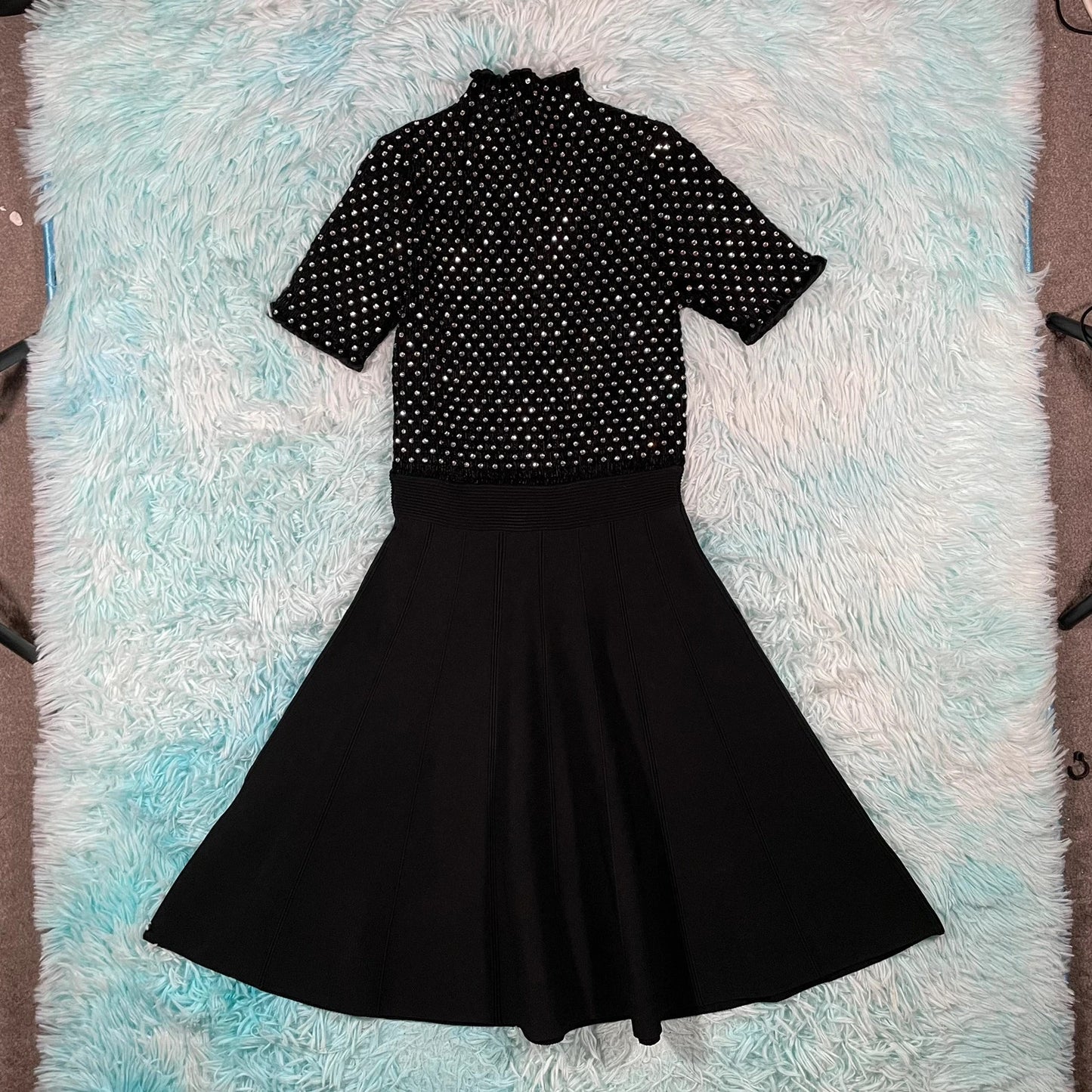 Black Sandro Paris Mini Dress Sequin Embellished - EU34