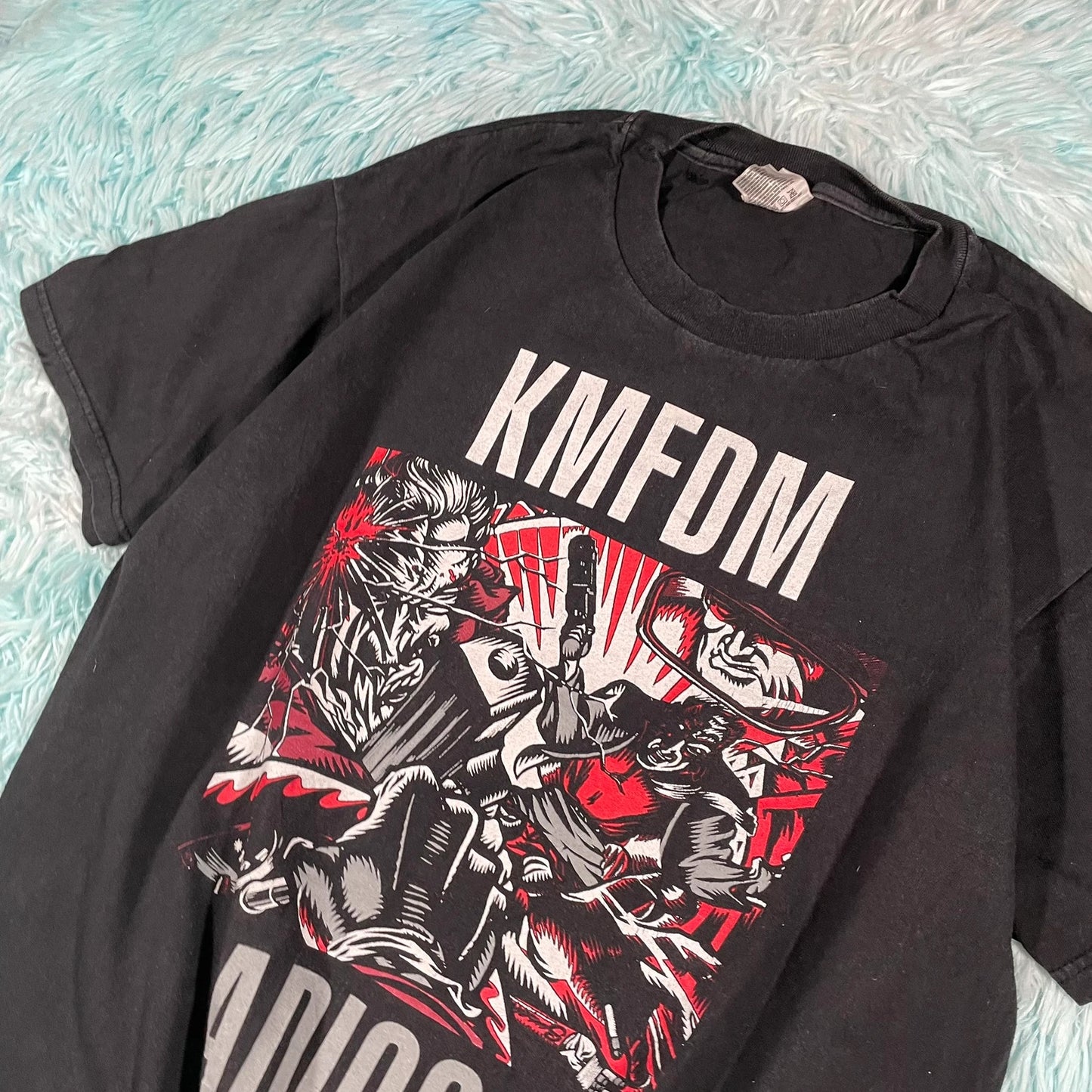 Vintage 90s Black KMFDM Band T Shirt Adios - Large