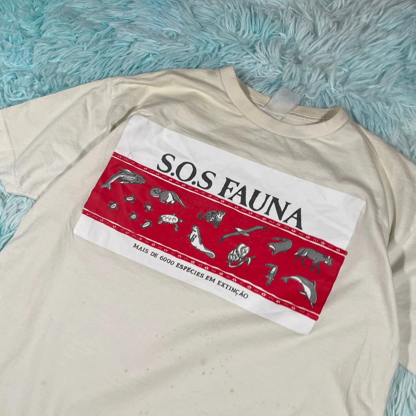 Vintage Cream Animal Print T Shirt - Small