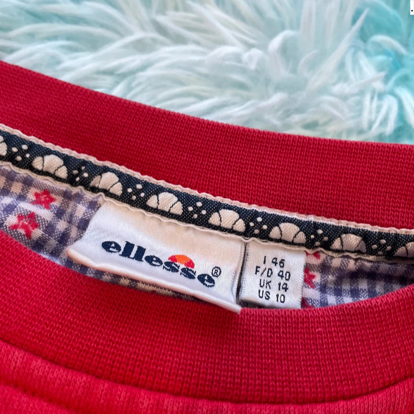 Vintage 90s Red Ellesse Sweatshirt Spellout - Size 14