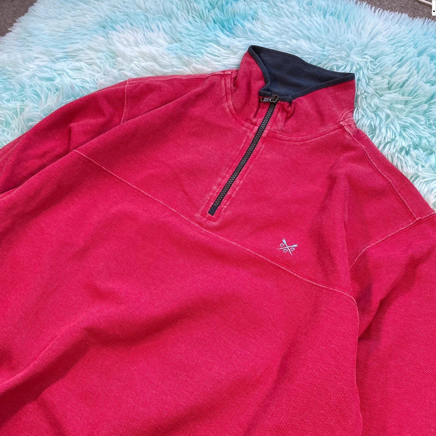 Red Crew 1/4 Zip Sweatshirt - Medium