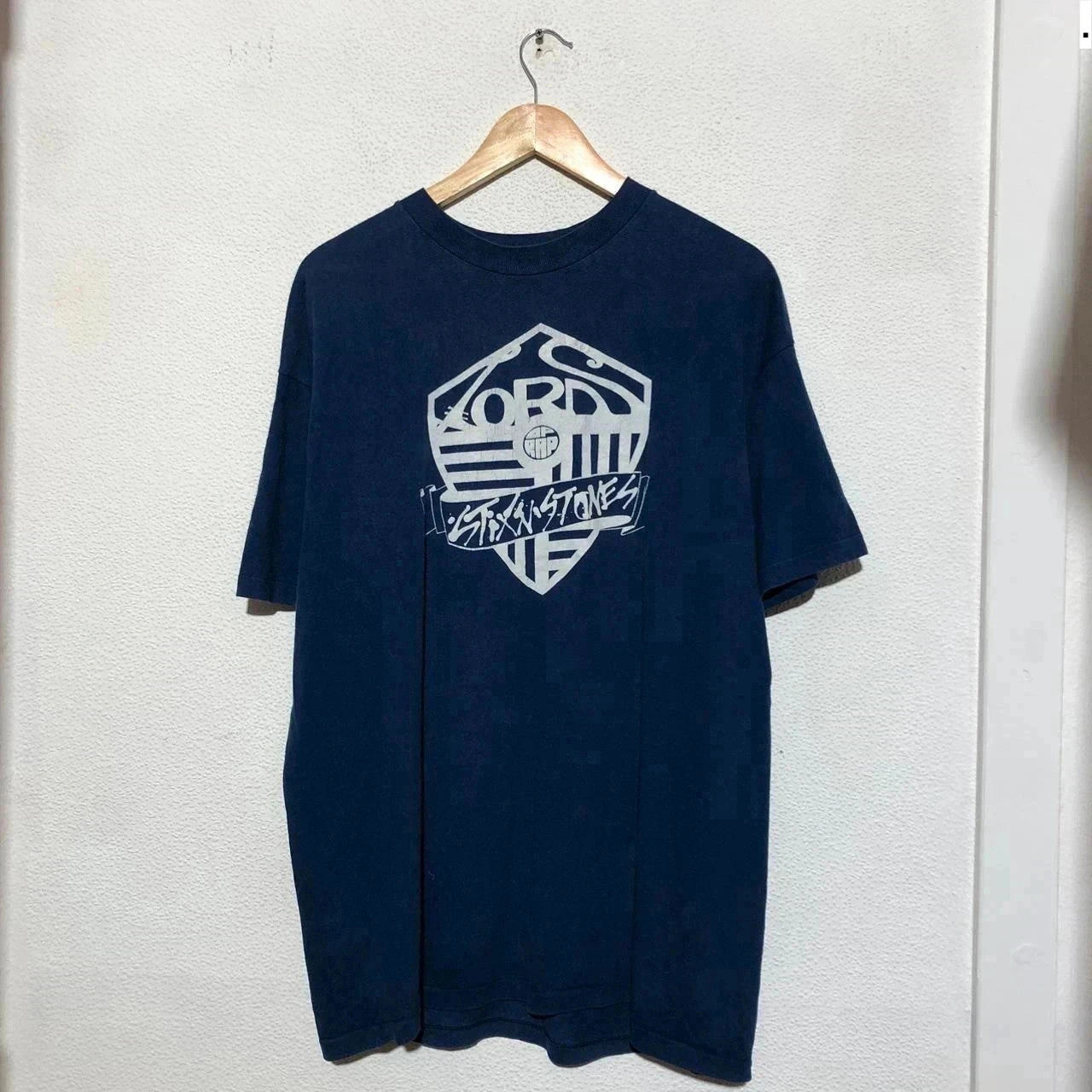 Vintage 1992 Stix n Stones Lords of Rap T Shirt Navy Mad Dog Records Graphic Print - XL
