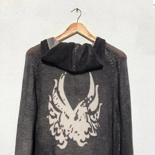Vintage 00s Y2K Brown Skater Hoodie Waffle Knit 4You Jeans - Large