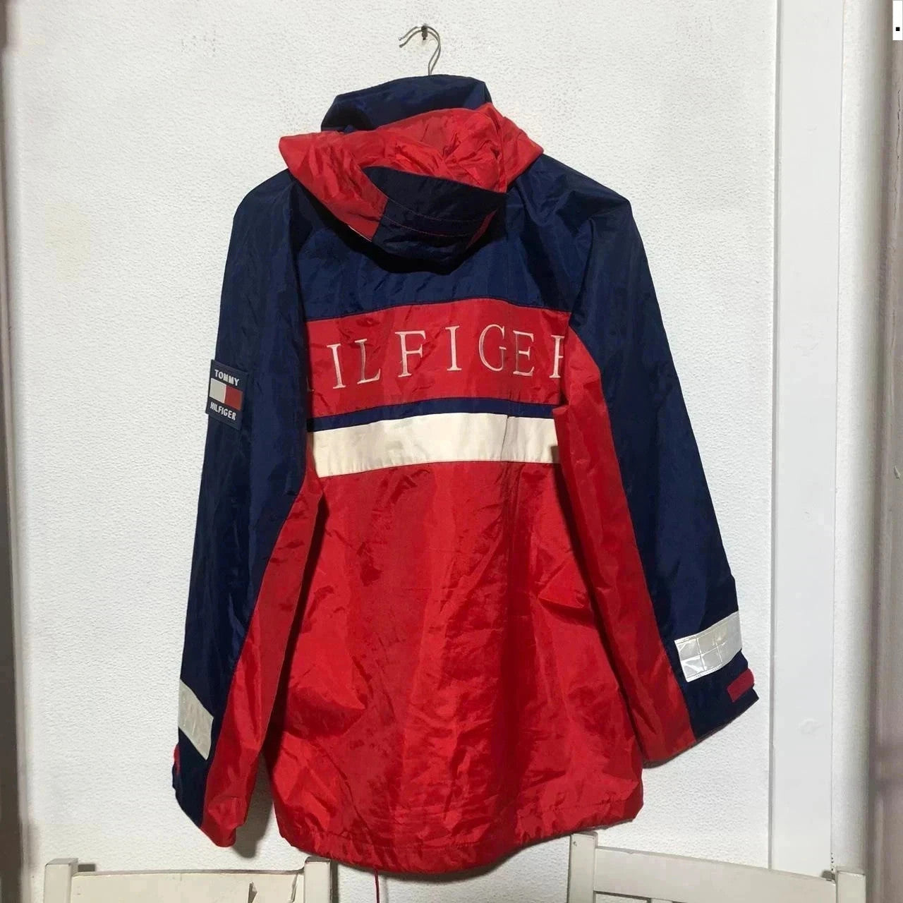 Vintage 90s Tommy Hilfiger Raincoat Jacket Embroidered Spellout - Large