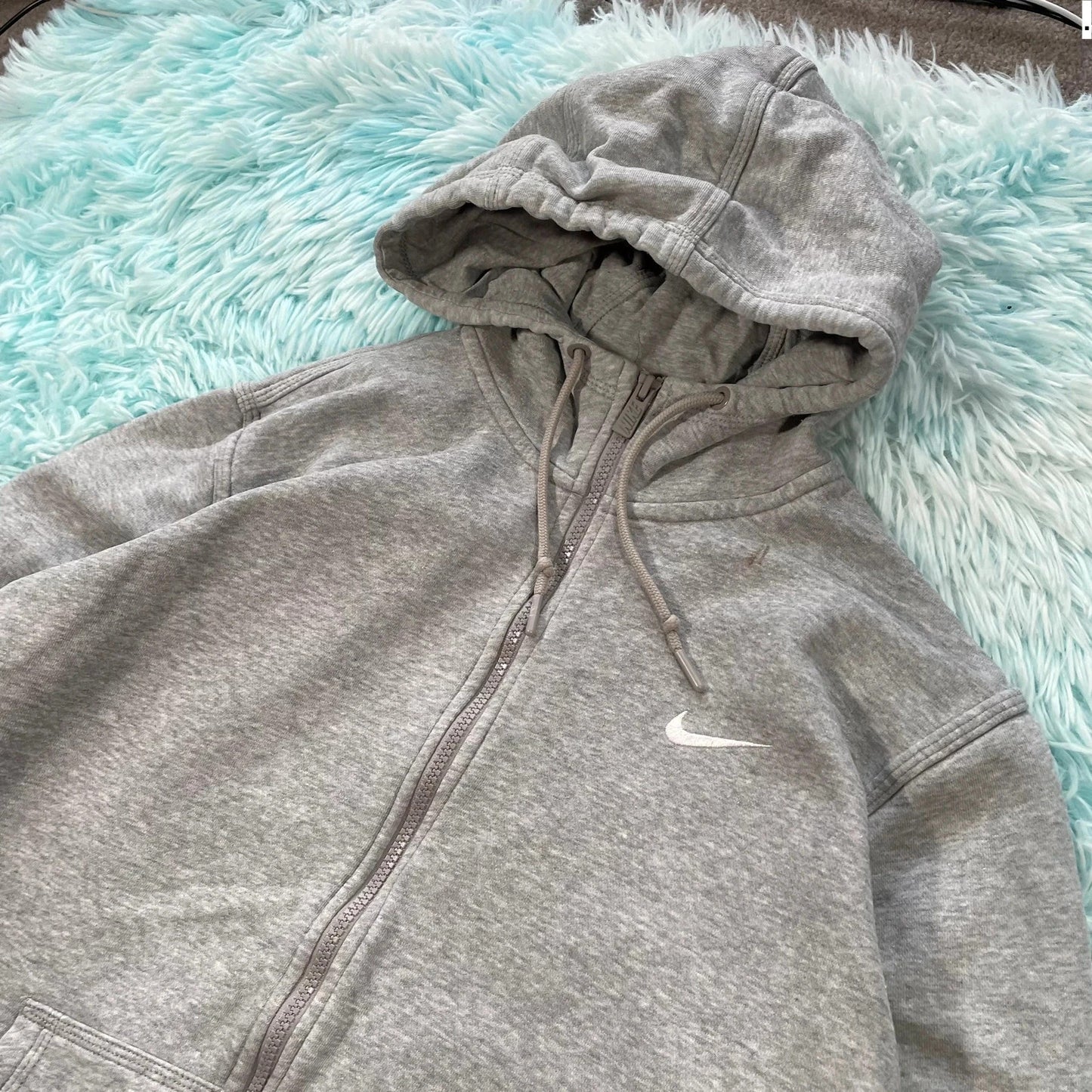 Grey Nike Full Zip Hoodie - Large