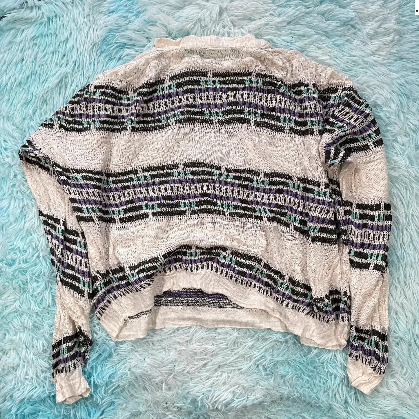 Vintage 90s Funky Patterned Knitted Jumper - Large