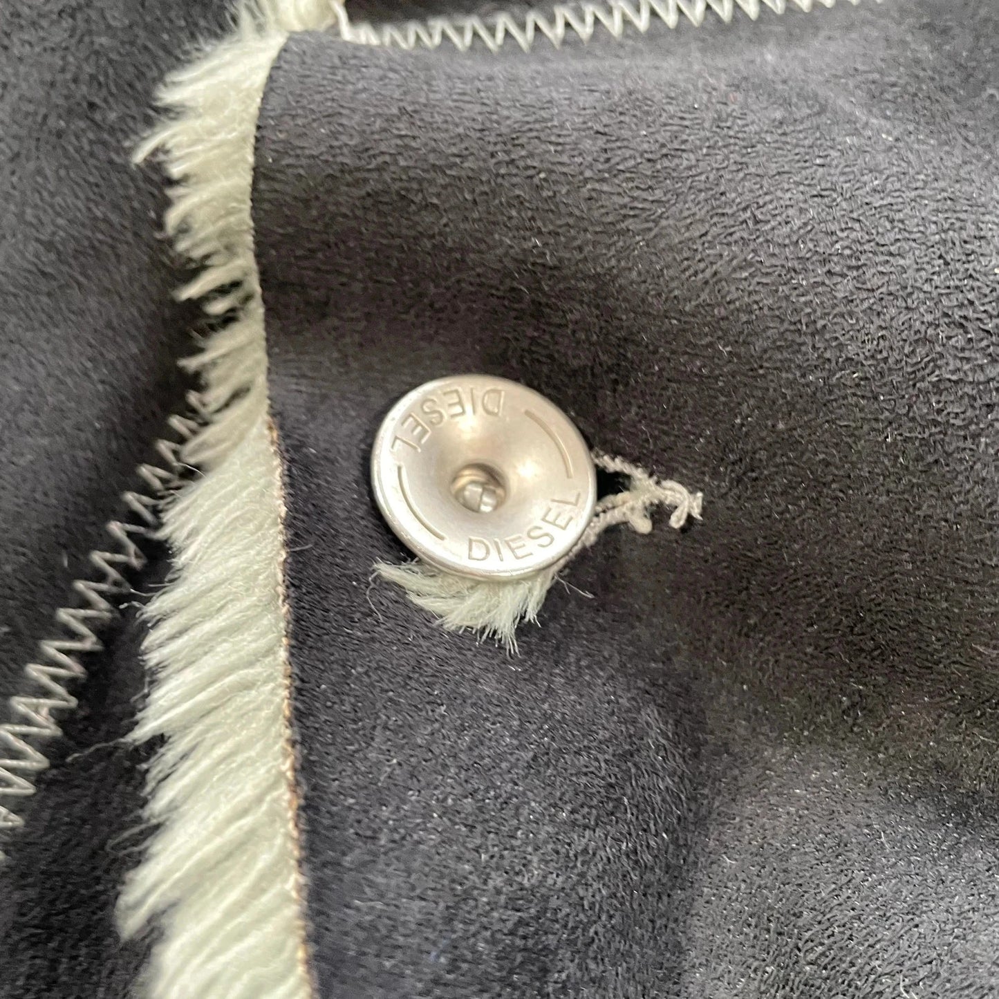Vintage Black Diesel Faux Suede Fur Jacket - Large