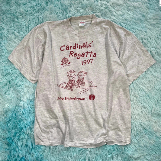 Vintage 90s Grey Graphic T Shirt 1997 Cardinals Regatta - Large
