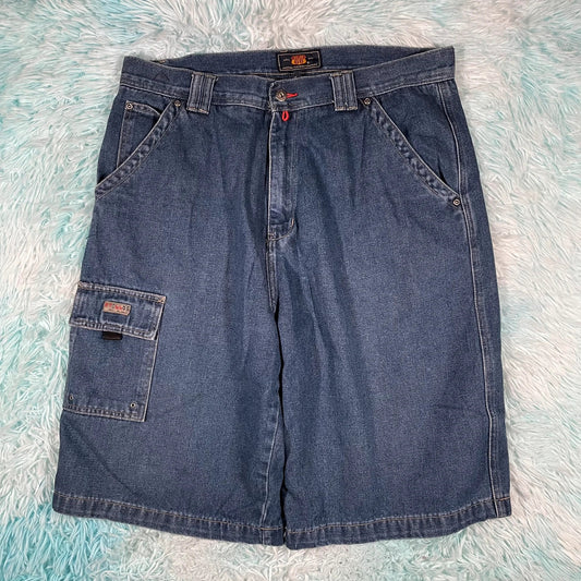 Vintage 90s Blue Route 66 Baggy Jean Shorts Jorts - 38W
