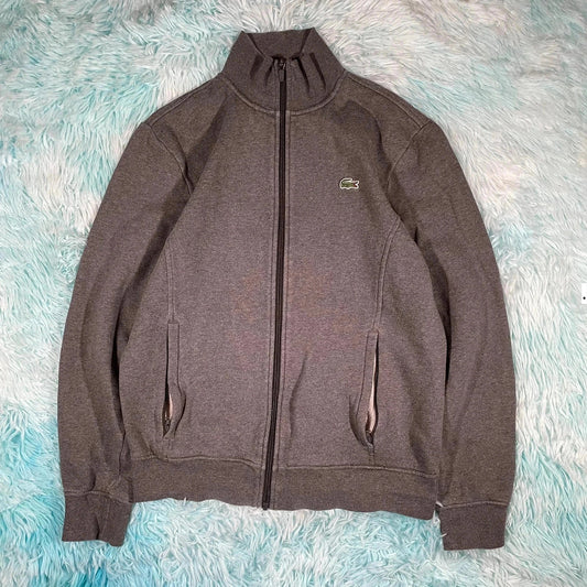 Grey Lacoste Full Zip Sweatshirt - Medium