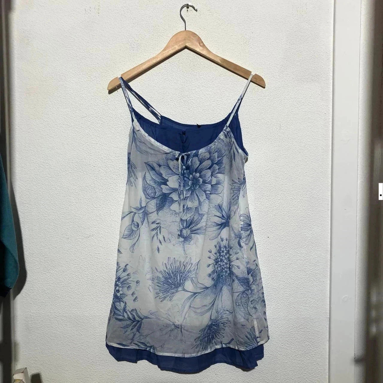 Blue & White United Colors of Benetton Floral Dress Short - UK12