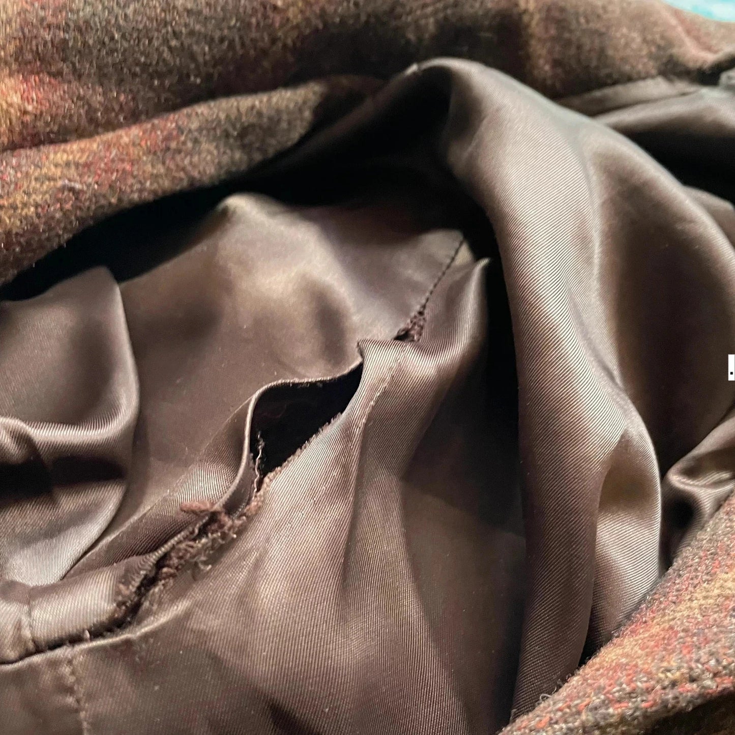 Brown Chequered Paris Atelier Wool Long Coat - Size 6
