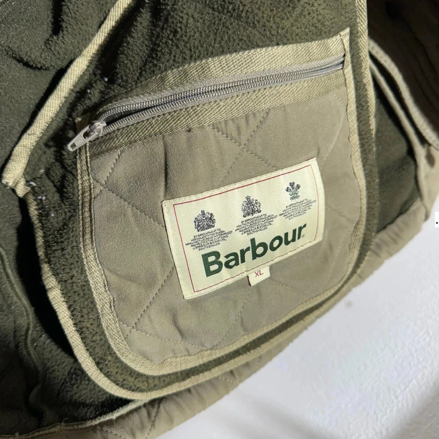 Beige Barbour Quilted Jacket Fleeced - XL
