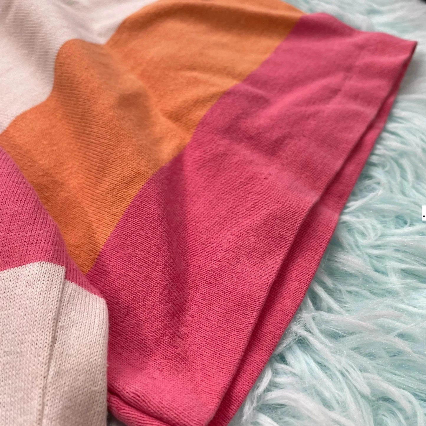 Vintage Peach & Pink Striped Sweater Shop T Shirt - XXL