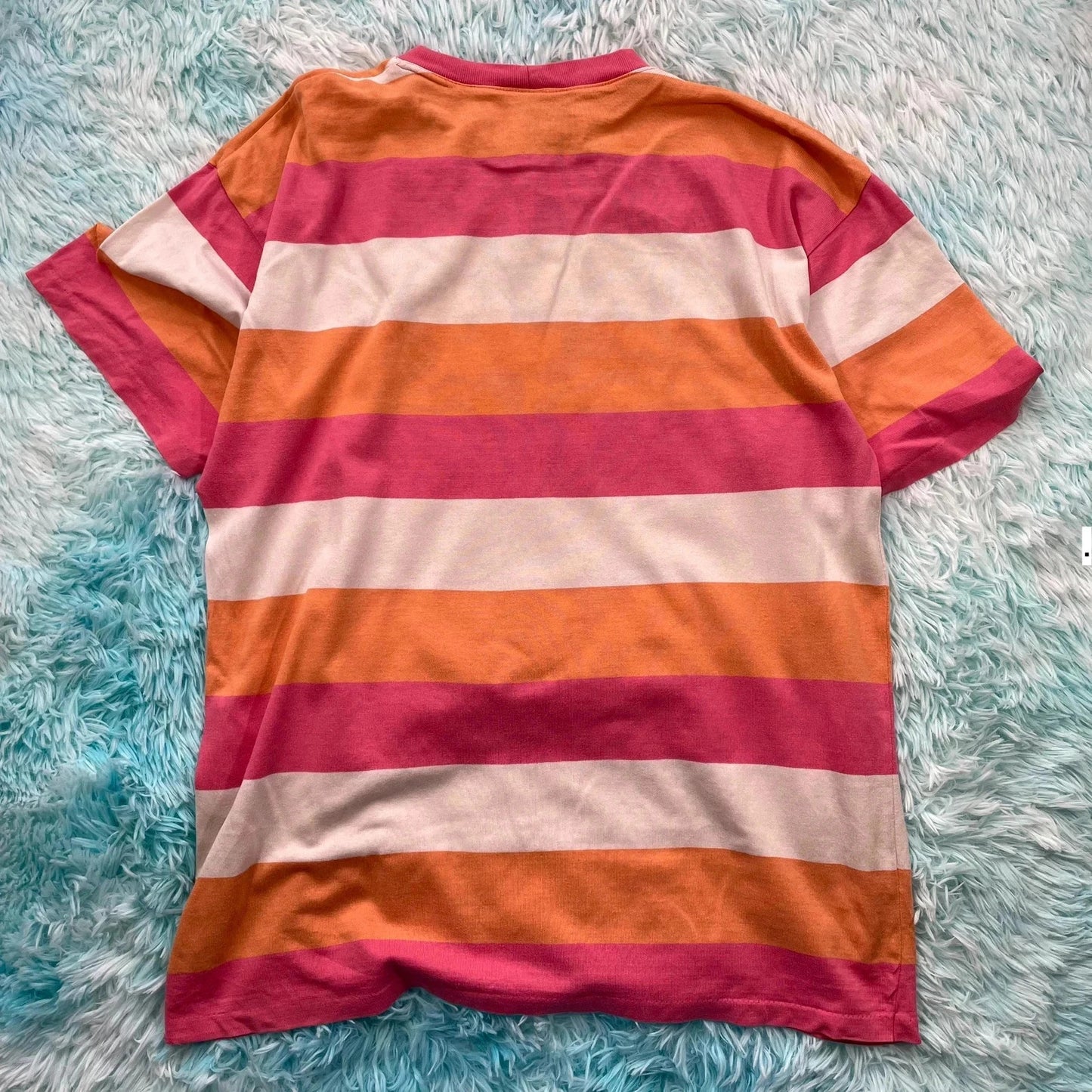 Vintage Peach & Pink Striped Sweater Shop T Shirt - XXL