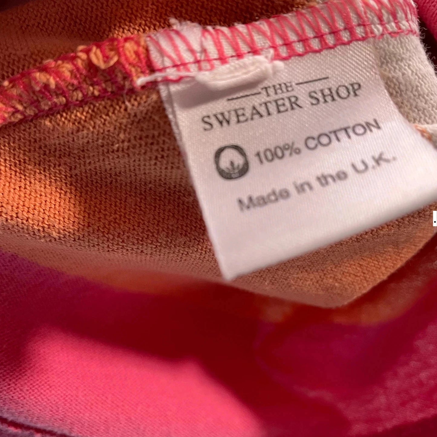 Vintage Peach & Pink Striped Sweater Shop T Shirt - XXL