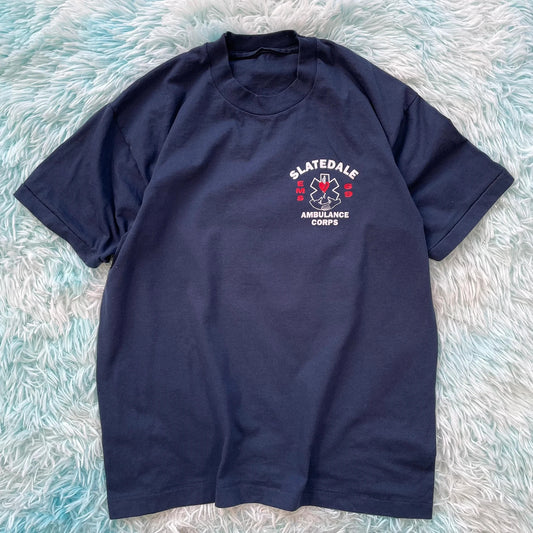 Vintage 90s Navy Slatedale Ambulance Corp Graphic T Shirt - Large