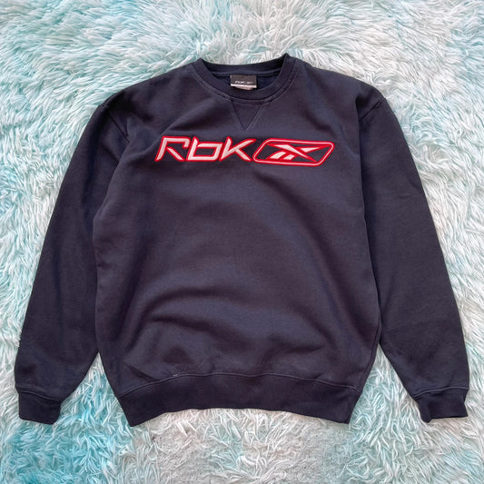 Vintage Navy Reebok Sweatshirt Spellout - XS