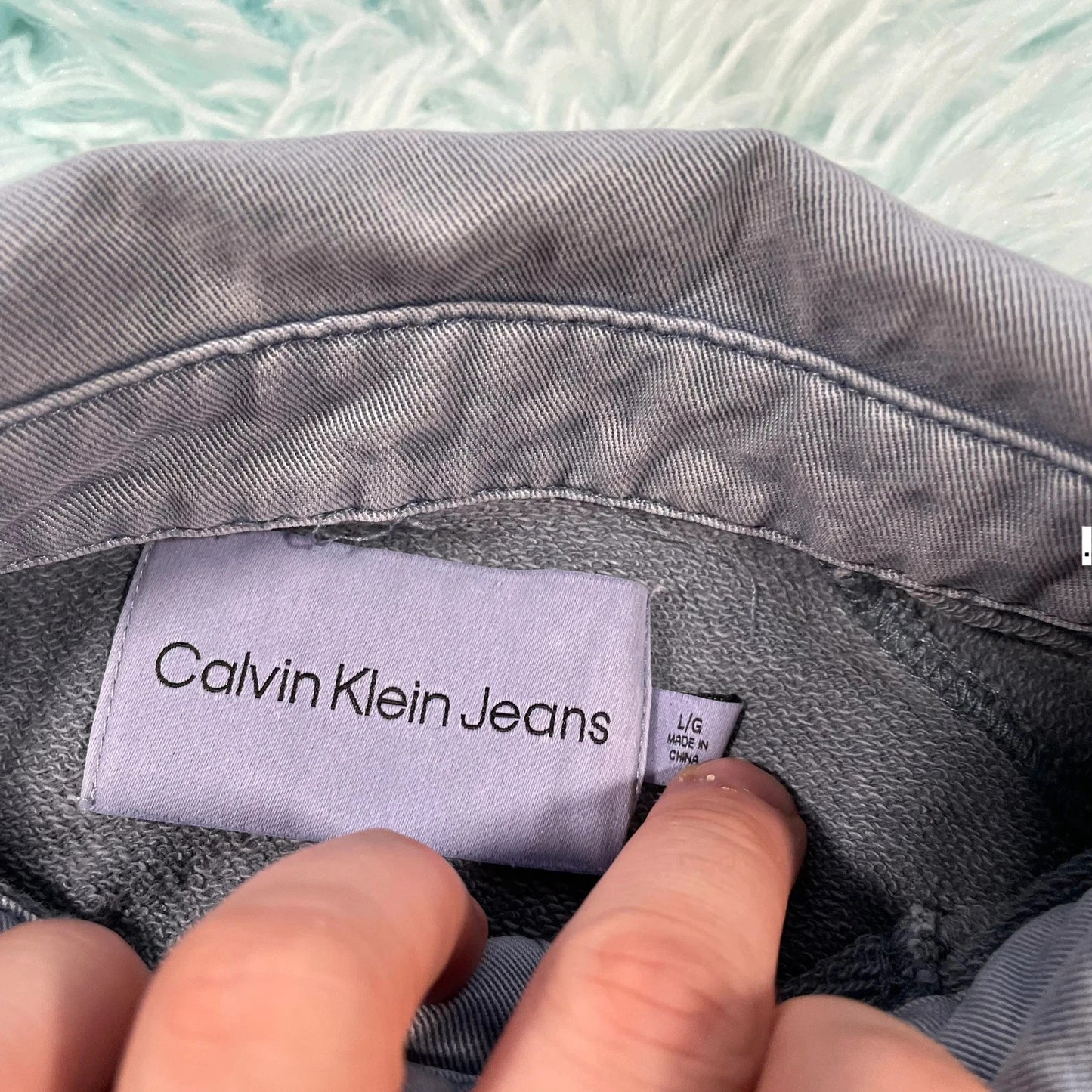 Grey Calvin Klein Cropped Sweatshirt - Large