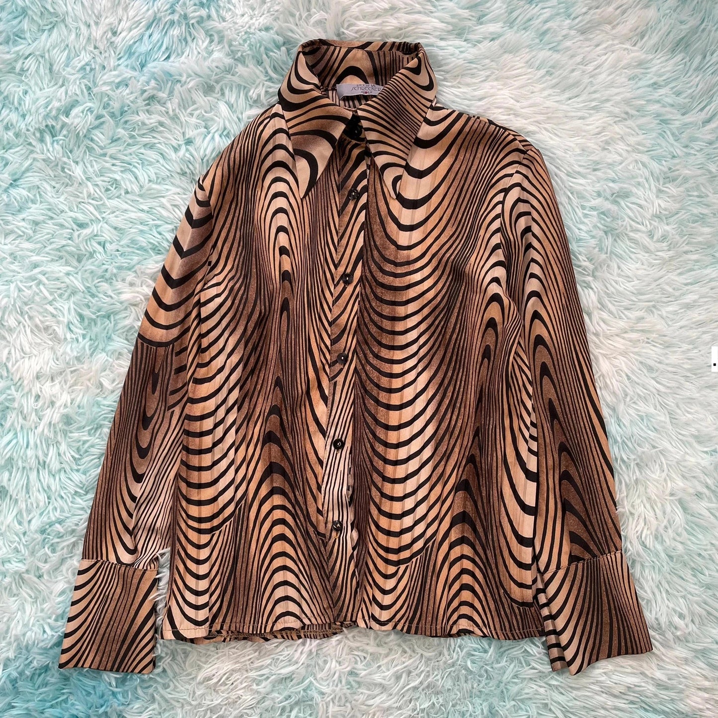 Vintage Y2K brown Leopard Print Blouse Shirt - Size 10