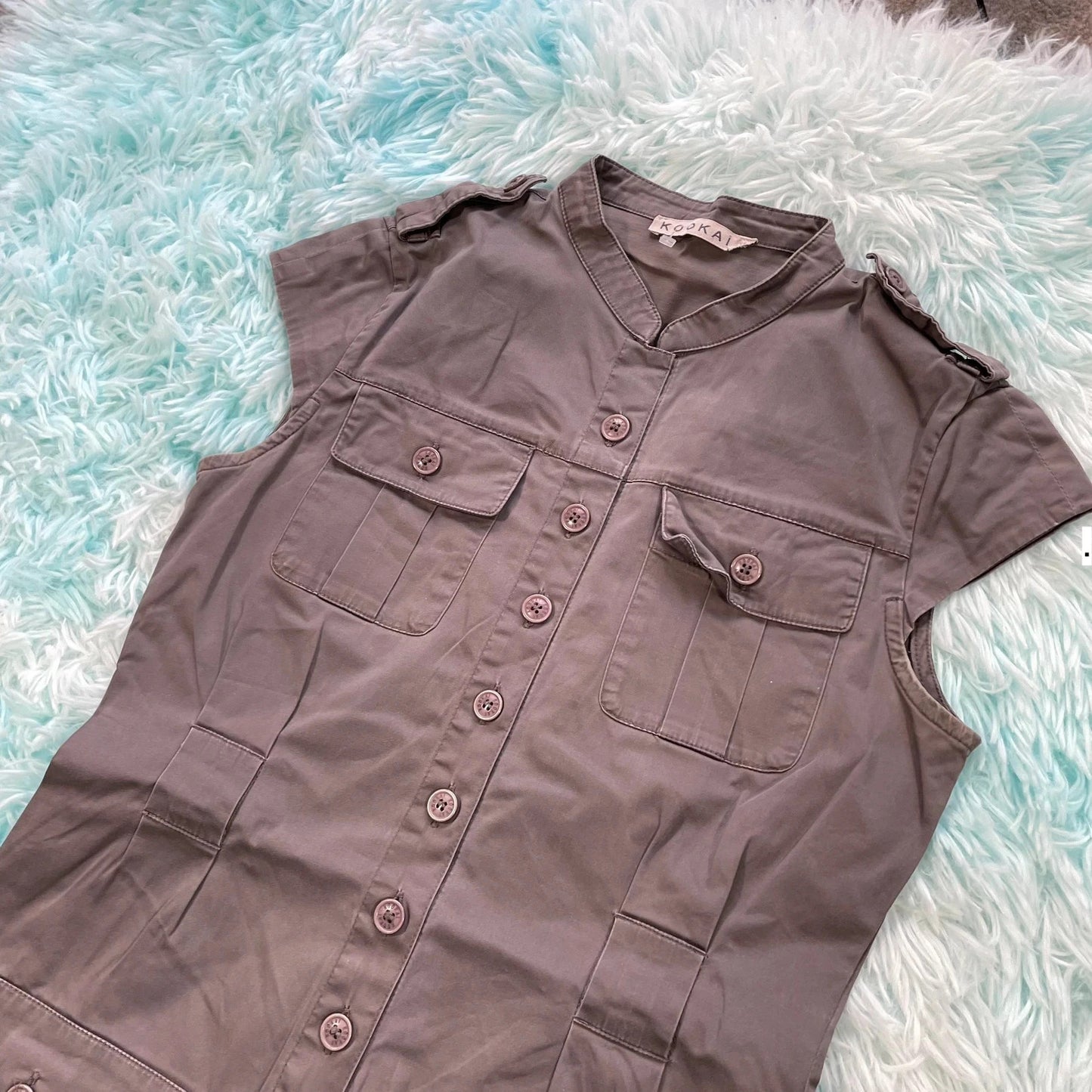 Vintage Y2K Grey Kookai Shirt Dress - Size 10