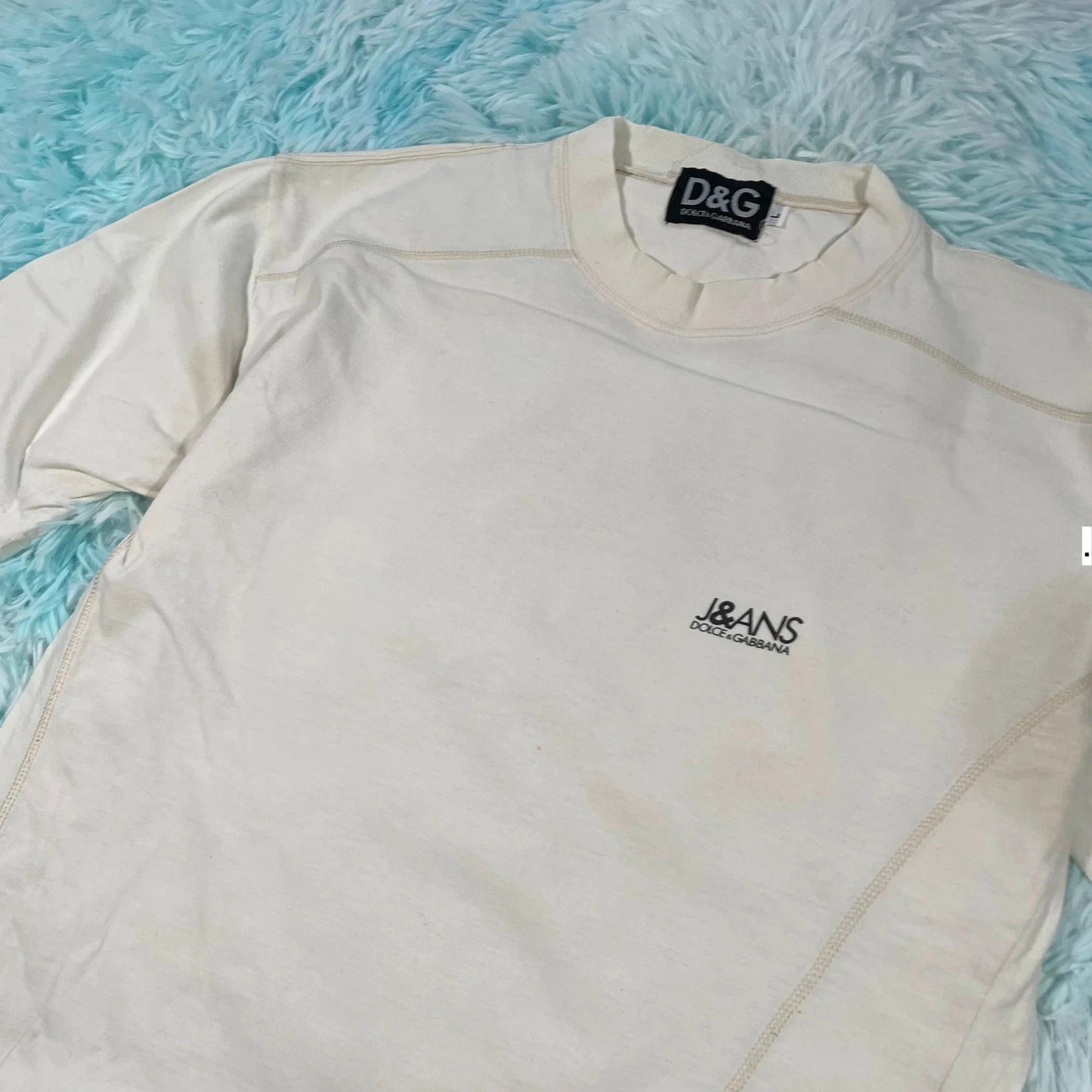 Vintage 90s Cream Dolce & Gabbana T Shirt - Large