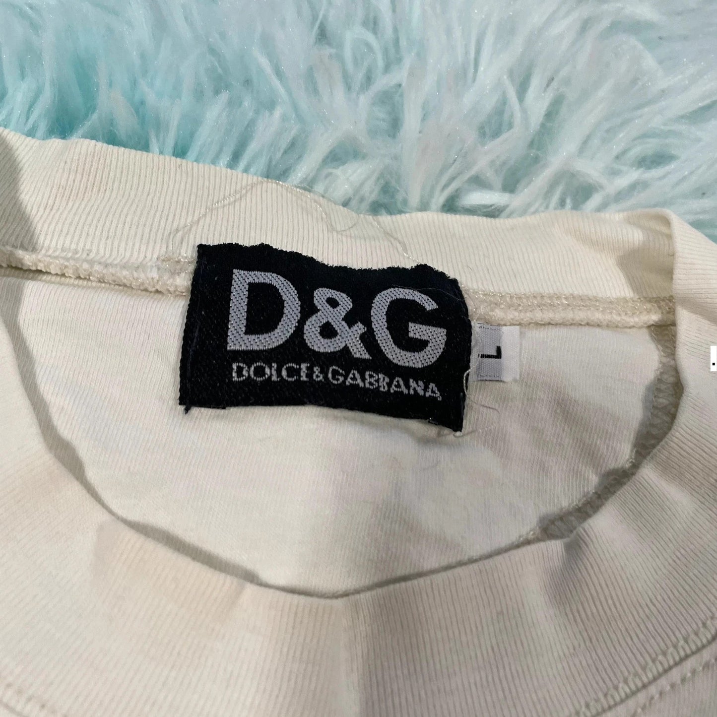 Vintage 90s Cream Dolce & Gabbana T Shirt - Large