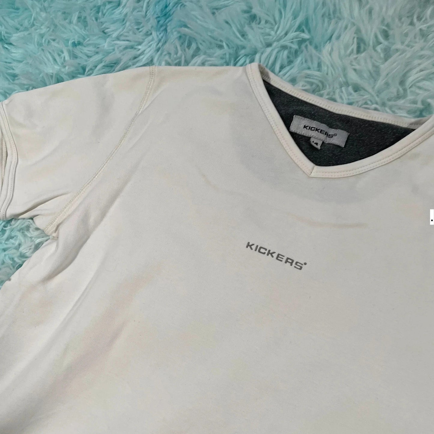 Vintage White Kickers Baby T Shirt - Size 14