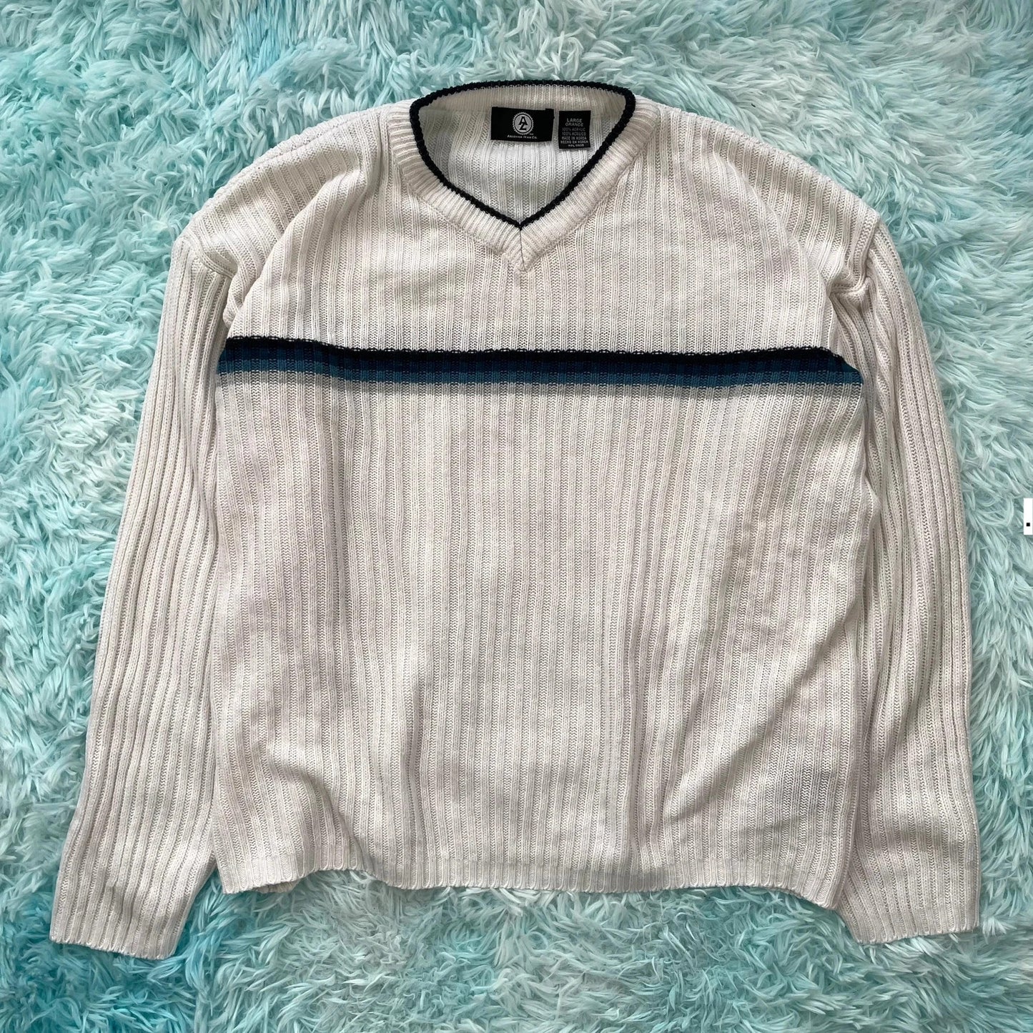 Vintage 90s White Knitted Jumper - Large