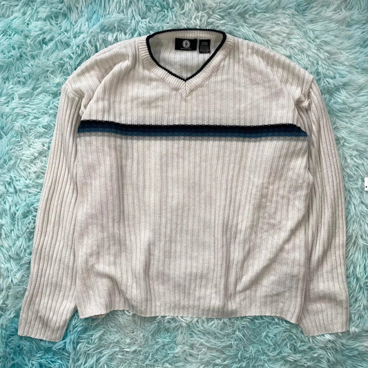 Vintage 90s White Knitted Jumper - Large