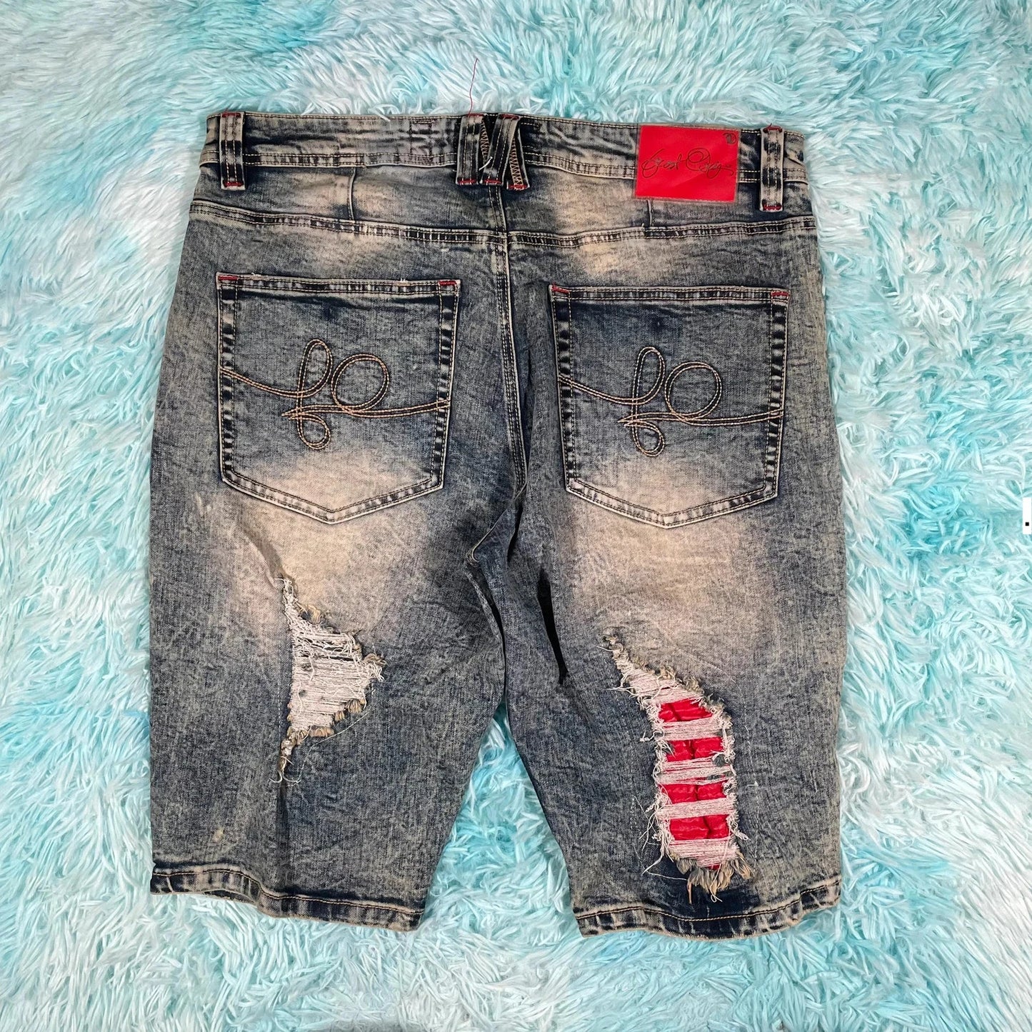 Vintage Acid Wash Jean Shorts Jorts Distressed - 34W